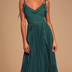 NWT Dark Green Lulus Midi Dress